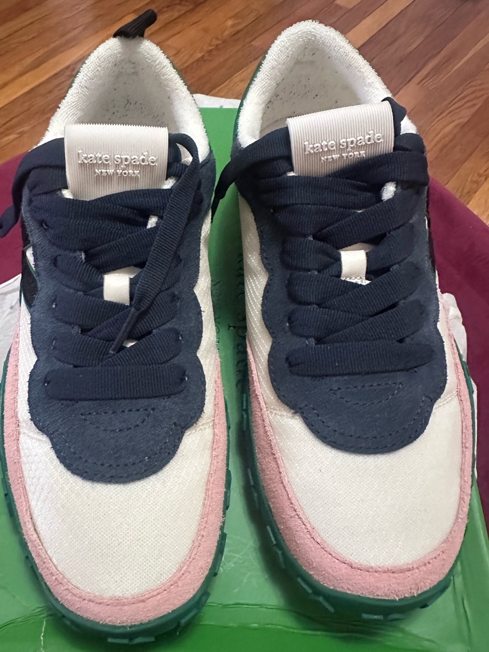 kate spade Navy, Pink and White Lace-Up Sneakers